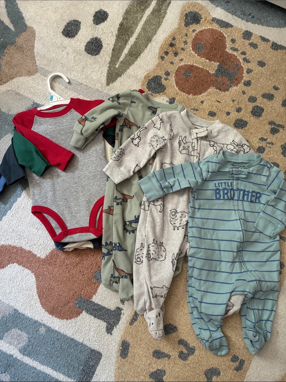 Carter's Baby One-Piece Footies in Red, Green, Gray, Blue Mix